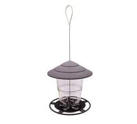 Cpolebev Wild Bird Feeder, Outside Squirrel Proof Bird Feeder, Hanging Wild Bird Feeder with Round Shaped Roof Grey