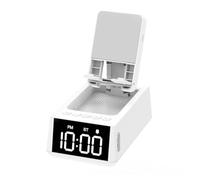 Cpolebev Wireless Bluetooth Speaker with Loud Alarm Clock Cell Phone Stand TF Card Reader HD Surround Sound Easy to Use (White)
