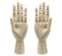Cpolebev Wood Artist Drawing Manikin Articulated Mannequin with Wooden Flexible Fingers 2 Pcs(10 Inches-Left Hand Right Hand)