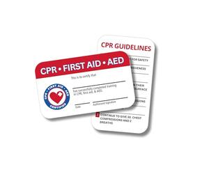 CPR and First Aid AED Certification Cards 2.25" x 3.5" Plastic Wallet Size Quick Start Guide Fill In Name Training Certificate Pack of 5