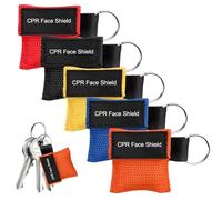 CPR Face Shields Keyring,4 Pcs with Breathing Choking Rescue Device for Accident Prevention Ventilation Face Shield First Aid (Black, Red, Yellow, Blue, Orange)