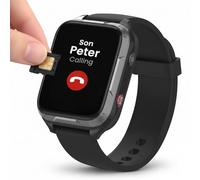 CPR Global 4G SIM Free SOS Personal Alarm Watch with 2-Way Calling like a mobile phone - Features include Heart Rate monitor, Step Counter, Blood Oxygen Monitor, changeable clock face (Black)