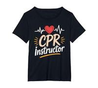 CPR Instructor First Aid Course, Care Emergency Coach T-Shirt, Women's Plus, Black, 6X
