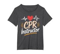 CPR Instructor First Aid Course, Care Emergency Coach T-Shirt, Women's Plus, Dark Heather Grey, 3X