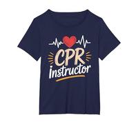 CPR Instructor First Aid Course, Care Emergency Coach T-Shirt, Women's Plus, Navy Blue, 6X