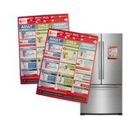 CPR Magnet Adult, Child, and Infant Refrigerator Magnet Quick Reference 2pk 8.7x11.5” Guide Poster Mannequin Illustrations Cheat Sheet
