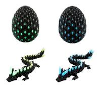 CPRNQY Pack of 2 Dragon Egg 3D Dragon 3D Printed with Night Vision Effect, Ideal for Home, Office Decoration and Dragon Lovers, Blue and Green