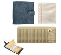 CPRNQY Seed Storage, Seed Storage, Seed Bags, Seed Bags, 1 Blue Leather Folder with 2 Rings and 50 Seed Bags, Practical Solution for Organising Garden Seeds and Small Parts