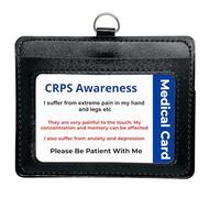 CPRS Disability Awareness Card, in a Quality Black PU Leather Holder with Lanyard for Best displaying Your Card with Rear Pocket Medical Card or Contact Details.