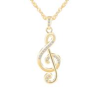 CPSLOVE 925 Silver note necklace with zirconia for women and girl, elegant musical symbols pendant, fashion jewellery, gold