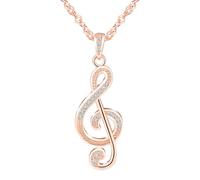 CPSLOVE 925 Silver note necklace with zirconia for women and girl, elegant musical symbols pendant, fashion jewellery, rose gold