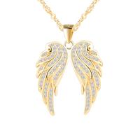 CPSLOVE Women's 925 silver angel wings with zirconia necklace, mode wings pendant for girls, fashion jewellery, gold