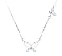 CPSLOVE Women's 925 Sterling Silver Butterfly set Cat's Eye Necklace Pendant Elegant Butterfly set Zircon Pendant for Girls Fashion Necklace Choker, Silver
