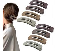 Cptots 8 Pcs Large Lay Flat Claw Clips for Women French Side Slide Barrettes for Thin Fine Hair Rectangle Alligator Hair Accessories, Matte Multiple Brown