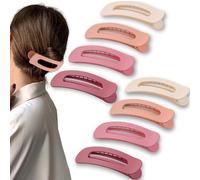 Cptots 8 Pcs Large Lay Flat Claw Clips for Women French Side Slide Barrettes for Thin Fine Hair Rectangle Alligator Hair Accessories,Matte Beige Pink