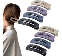 Cptots 8 Pcs Large Lay Flat Claw Clips for Women French Side Slide Barrettes for Thin Fine Hair Rectangle Alligator Hair Accessories,Matte Khaki Purple Blue Black