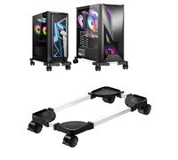 CPU Stand for PC Computer Case Holder Bracket Desktop Mainframe Rack with Brake with 4 Caster Wheels(Black)