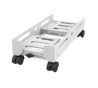 CPU Stand Portable CPU Holde Mobile PC Tower Stand, Adjustable Width CPU Stand Steel Desktop CPU Holder, Heavy-Duty PC Case Stand with Rolling Caster Wheels Mobile CPU Stand (Color : Blanc, Size : L