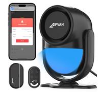 CPVAN Home Alarm Systems, 2.4G WiFi PIR Motion Sensor, Wireless DIY Smart Door/Window for Home Security with Phone APP Alert 3 Pieces Kit (PIR Alarm Hub, 1 Door Sensors, 1 Remotes) Black