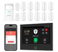 CPVAN Wireless Home Alarm Systems, GSM/WiFi Home Alarm with 7" Touch Screen Home Security Systems LCD Display with APP/SMS/Phone Call Alarm 14 Pieces Compatible with Alexa, NO Monthly Fees