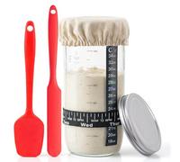 Cpvbobul Sourdough Starter Kit- 24oz/730ml Large Capacity Sourdough Starter Jar with Thermometer and Date Marked Feeding Band, Sourdough Bread Baking Supplies for Making Delicious Sourdough Breads