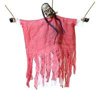 CPYGMXI 20" Hanging Skeleton Grim Reapers with LED Glow Eyes Scary Creepy Props for Indoor/Outdoor Halloween Decorations