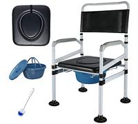 CPYGMXI 3-in-1 Bedside Commode Chair, Height Adjustable Toilet Seat w/Safety Hard Carbon Steel Frame&Anti-Slip Foot Pads, Home Care Portable Shower Chair for Elders