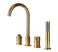 CPYGMXI 4 Hole Bath Mixer Tap with Shower Bathtub Faucets Bath Tub Filler Faucet with Handheld Shower Head Chrome+White, Handle Switch