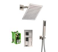 CPYGMXI All Metal Included Shower Systems 10 inches pre-Embedded Valve Bodies Handheld Shower, Brushed Rainfall Shower System Luxury