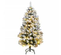 CPYGMXI Artificial Hinged Christmas Tree 150 LEDs & Set 120 cm-Artificial Christmas Tree Hinged Spruce Xmas Tree,Foldable Metal Stand for Home/Office Holiday Decoration Indoor & Outdoor