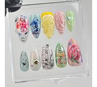 CPYGMXI Artistic Expression Press On Nails Unique Art Gallery Nail Art Colorful Abstract Fake Nails Trendy Crystal Acrylic Nails