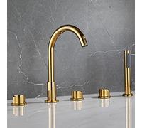 CPYGMXI Bathtub Faucets Bath 5 Units Bath Mixer Taps with Shower Deck Mount Bathtub Faucet Gooseneck Tub Tap for Bathroom Chrome