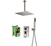 CPYGMXI Ceiling Mount Shower System Included 10 inches Rain Shower Head pre-Embedded Valve Bodies Handheld Shower, Brushed Nickel Rainfall Shower System Luxury