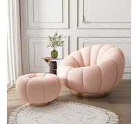 CPYGMXI Chairs Swivel Accent Sofa Chair, Round Back Barrel Chair with Ottoman, Leisure Arm Chair for Hotel Living Room Bedroom Office