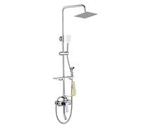 CPYGMXI Chrome with Brass Shower Faucet Stainless Steel Beach 9. 5 Inch Square Rain Shower Head Spray 1. 5 M Shower Hose Thermostatic Batht