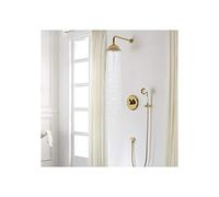 CPYGMXI Concealed Shower System Luxus Gold Massivem Messing Bad Wandmontage Dusche Runde Kalt-Und Warmwasser Mischventil Gold Shower Set