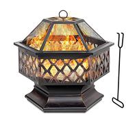 CPYGMXI Fire Pit with Grill Shelf, Outdoor Metal Brazier Heater, Ice Pit, Metal Brazier for Garden Patio Outdoor 25 x 24 inch