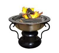 CPYGMXI Fire Pits Bowls,with Grill BBQ Large Cast Iron Wood Burning Round Oxidised Log Burner Outdoor Firepits and Firebowlssteel Heater Tripod with Guard Lid