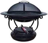 CPYGMXI Fire Pits Outdoor Wood Burning Fire Pits Round Iron Brazier Charcoal Heating,Multi-Functional Elegant Black Square Outdoor Garden and Patio Heater Fire Pit with Cover BBQ Cooking for Outside