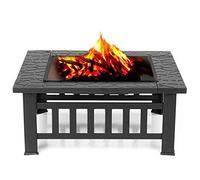 CPYGMXI Fire Pits,with Grill BBQ Cover 80 cm Large Cast Iron Wood Burning Log Burner Outdoor, Firepits and Firebowls Heater Tripod Brazier with Guard Lid