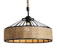 CPYGMXI Flush Mount Ceiling Pendant Lamp, American Country Style Iron Art Hemp Rope Hanging Light, Screw Single Head Chandelier, Balcony Bar Bedroom Lighting Fixtures