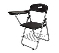 CPYGMXI Foldable Conference Office Chair, Black Training Tablet Fold Meeting Room Staff Chair with Storage Rack Folding Chair Task Chair
