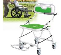CPYGMXI Foldable Shower Chair with Back and Arms, Shower Chairs for The Elderly with Wheels and U Shape Seat Bathing Aids, Movable Shower Chair for Elderly Pregnant, Maximum Load 150kg