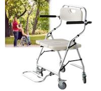 CPYGMXI Foldable Shower Chair with Back and Arms, Shower Chairs for The Elderly with Wheels and U Shape Seat Bathing Aids, Movable Shower Chair for Elderly Pregnant, Maximum Load 150kg