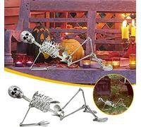 CPYGMXI Halloween Skeleton Prop, Halloween Skeleton Life Size, Full Body Posable Joints Skeletons, Human Full Size Skull Hand Life Body Anatomy Model, Halloween Decorations Outdoor Props Fire