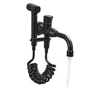 CPYGMXI Handheld Bidet Sprayer for Toilet, Black Bathroom Cloth Diaper Sprayer Set Single Cold Water Bidet Sprayer Kit with PVC Shower Hose for Balcony, Wash Mop Pool
