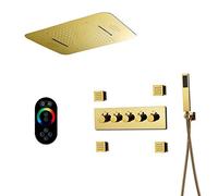 CPYGMXI Luxury LED Shower System Set Concealed Ceil Mounted Bathroom Rain Mixer Shower Combo Set Thermostatic Rainfall Shower Head System, Shower Faucet Set,Remote Control