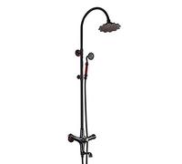 CPYGMXI ORB 8Inches Shower System Set, Wall Mounted Brass Rainfall Shower Faucet Set with Tub Spout And Hand Shower, Black Hot And Cold Mixer Taps