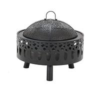 CPYGMXI Outdoor Fire Pit, Metal Wood Burning Fire Bowl with Poker/Charcoal Grid/Mesh Cover, Garden Patio Heater BBQ Grill Camping Bonfire
