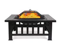 CPYGMXI Outdoor Fire Pit, Multifunctional Garden Terrace Fire Bowl Heater/BBQ/Ice Pit, with Spark Screen, Poker, Grill,Outdoor Fire Pits